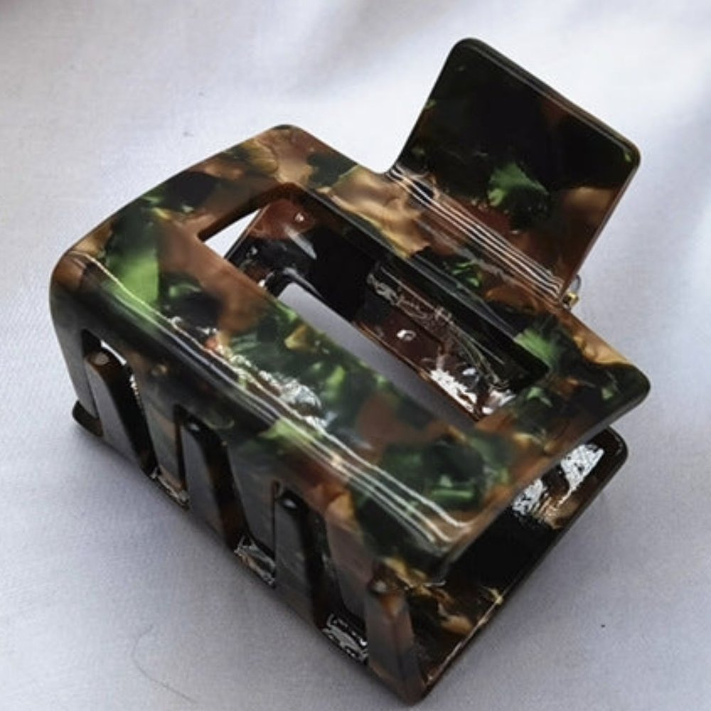Square Mini Clip Green & Brown Camo